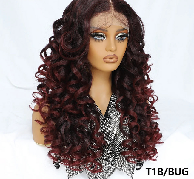 Long Synthetic Curly Lace Frontal Wigs