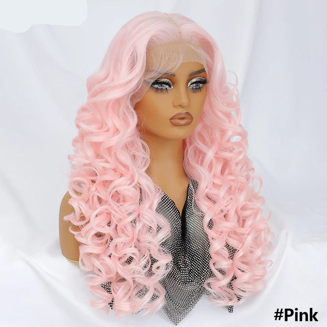 Long Synthetic Curly Lace Frontal Wigs