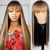 Honey Blonde mix Long Straight Wig with bangs (Synthetic) 26 inches