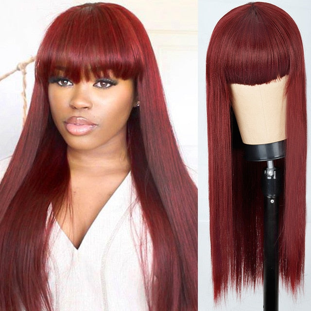 Long Straight Wig With Bangs (Various Colors)