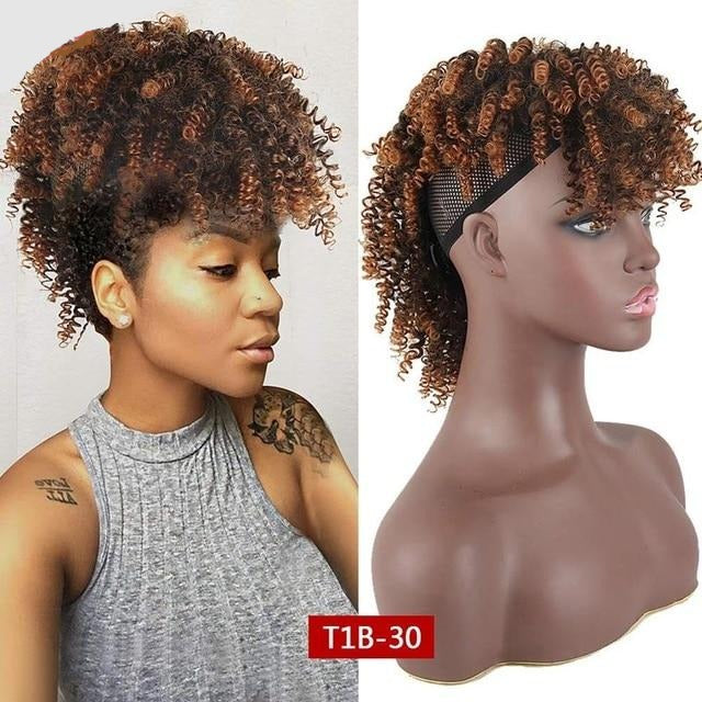 Curly Kinky Puff Mohawk With Bangs