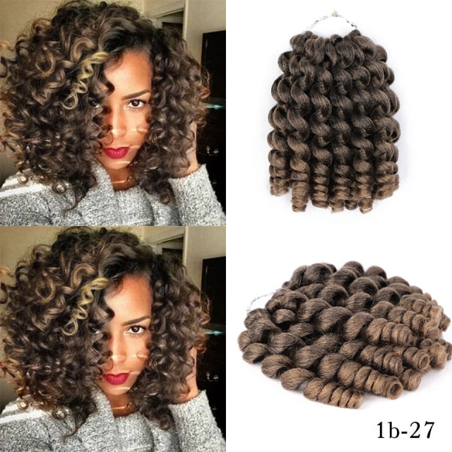 8Inch Bouncy Ombre Curly Crochet Braids Twist Hair Extensions
