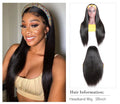 Straight Hair Wig with Headband 100% Human Hair (Natural Color or Highlights)