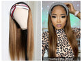 Straight Hair Wig with Headband 100% Human Hair (Natural Color or Highlights)