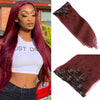 Red/ Wine/ Violet/ Burgundy Silky Straight Human Hair Clip In Extensions