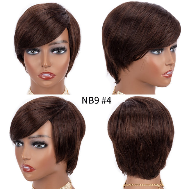 "Tracey" 6in Short Pixie Cut Wig Straight Bob Wigs With Bangs