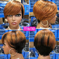 "Jess"  8 in Short Cut Human Hair Wigs (Black & Ombre Colors)