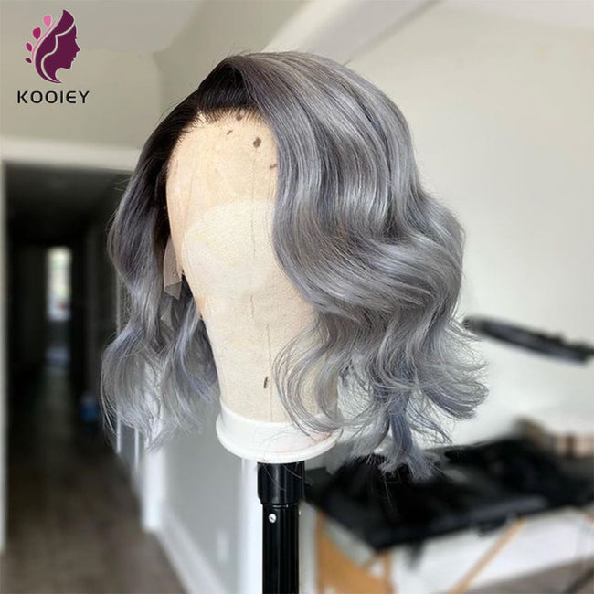 "Stella" Dark Roots/Grey Lace Front Human Hair Wig
