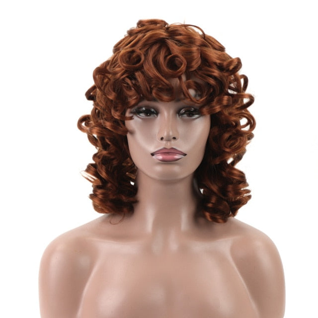 "Helen" Curly Wigs with Bangs